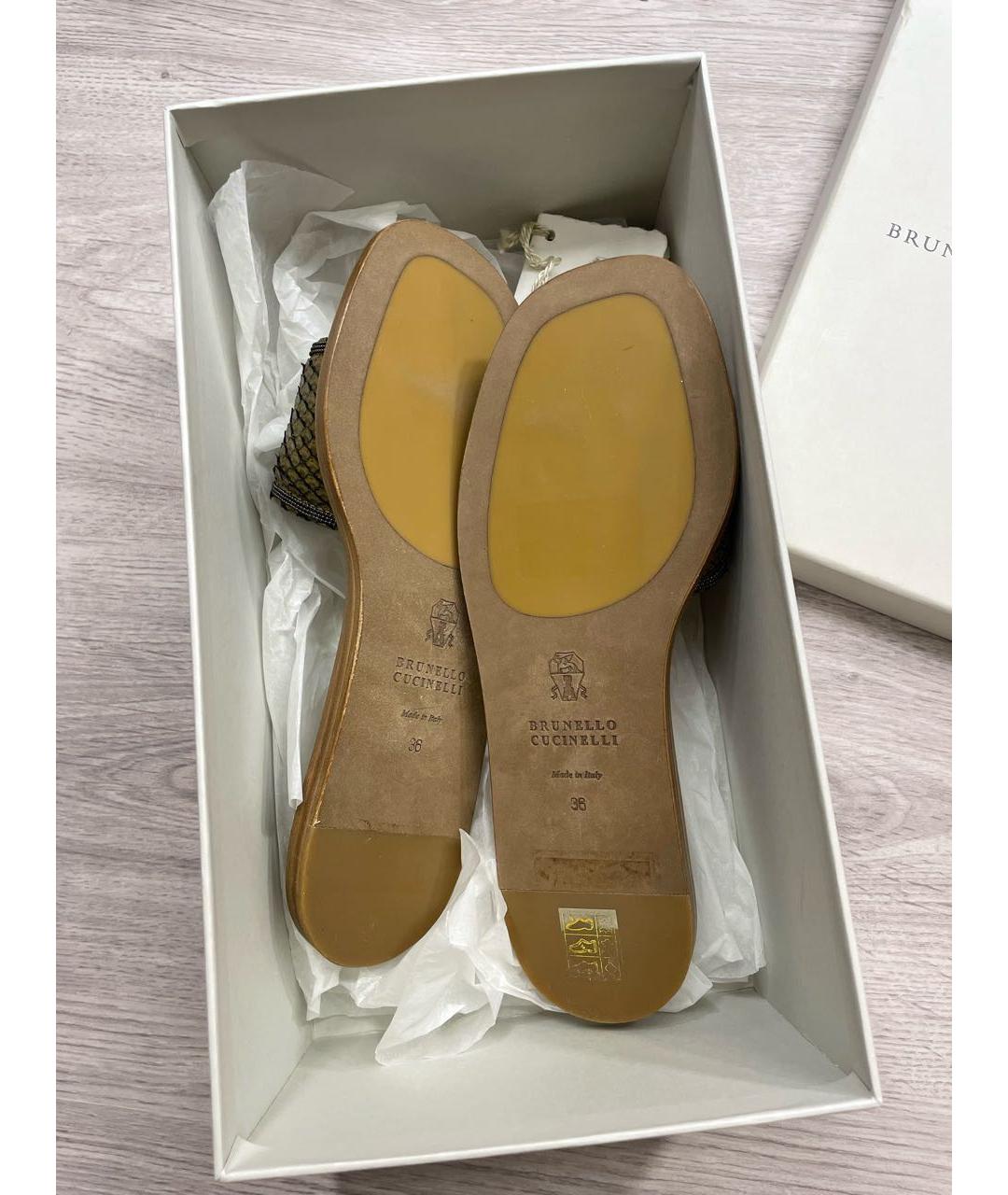 BRUNELLO CUCINELLI Коричневые шлепанцы из экзотической кожи, фото 4