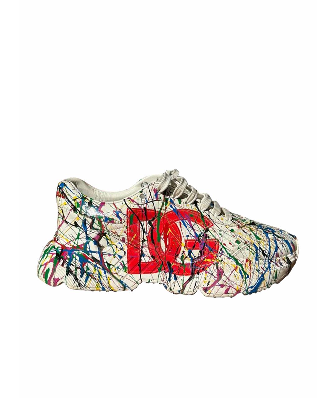 DOLCE&GABBANA Мульти кожаные низкие кроссовки / кеды, фото 1
