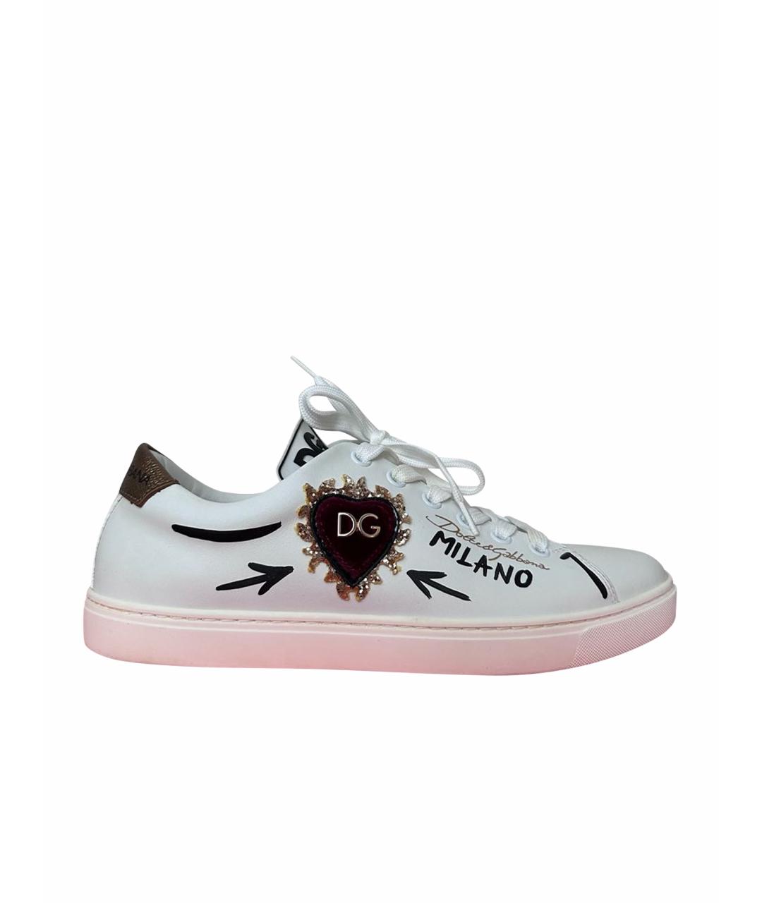 DOLCE&GABBANA Белые кожаные кеды, фото 1