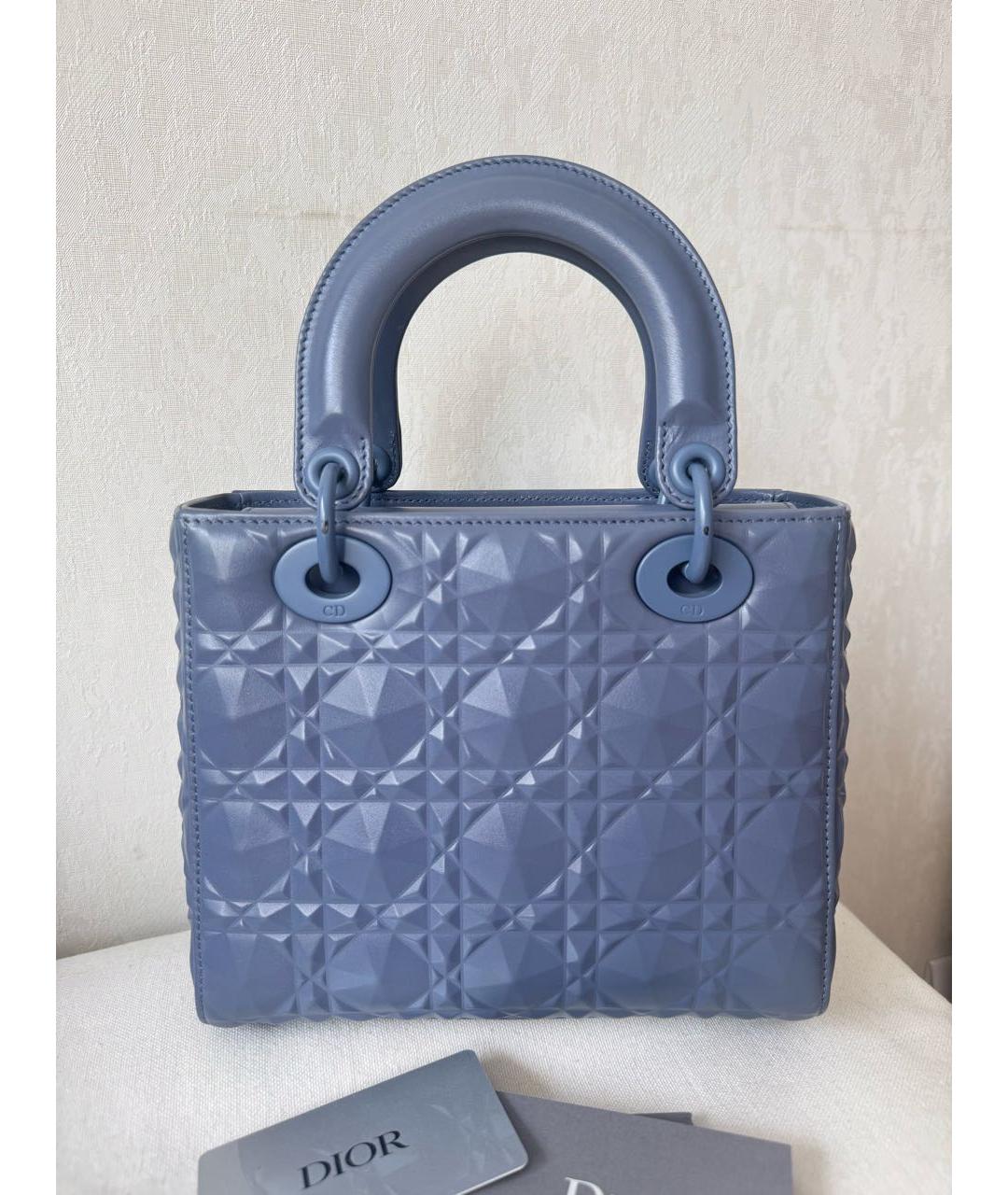 CHRISTIAN DIOR Синяя кожаная сумка с короткими ручками, фото 2
