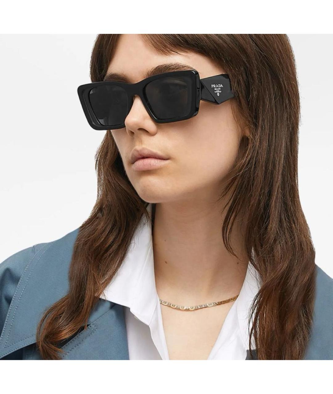 PRADA Черные пластиковые солнцезащитные очки, фото 5