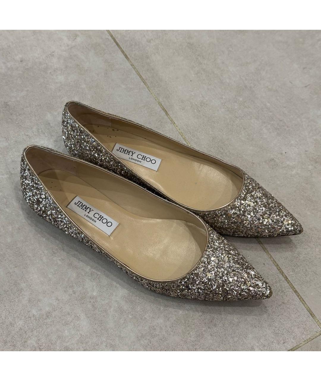 JIMMY CHOO Золотые балетки, фото 3