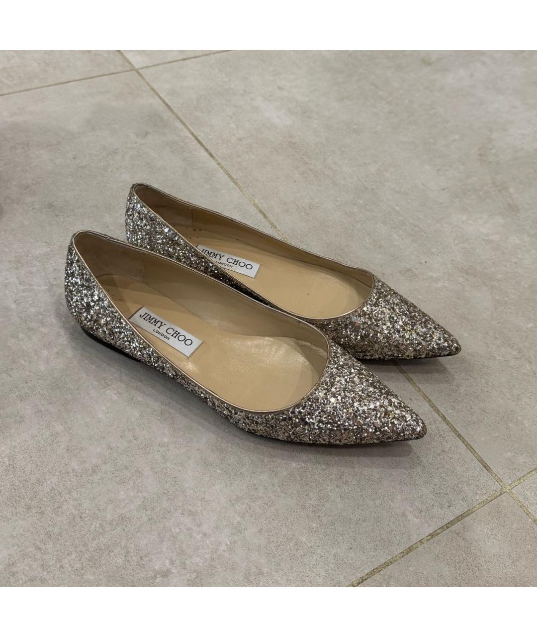 JIMMY CHOO Золотые балетки, фото 5