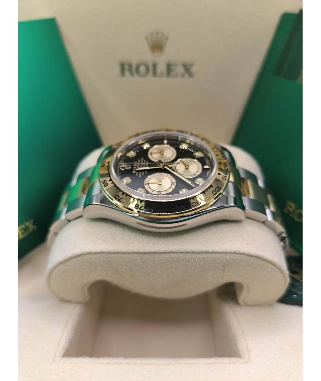 ROLEX Черные часы из желтого золота, фото 3