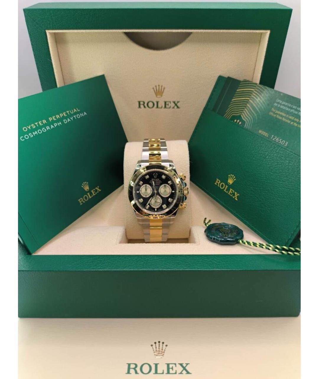 ROLEX Черные часы из желтого золота, фото 4