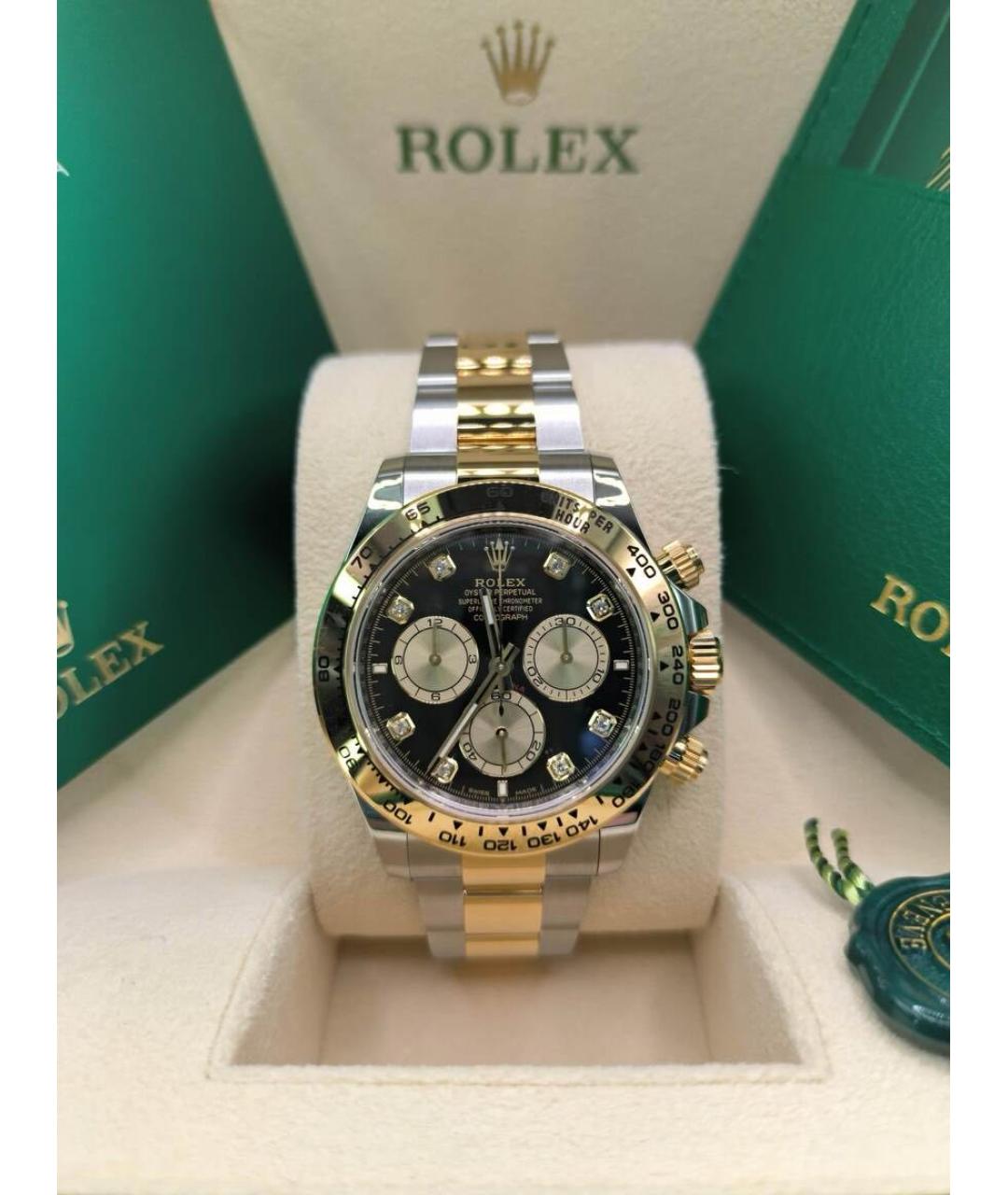 ROLEX Черные часы из желтого золота, фото 2