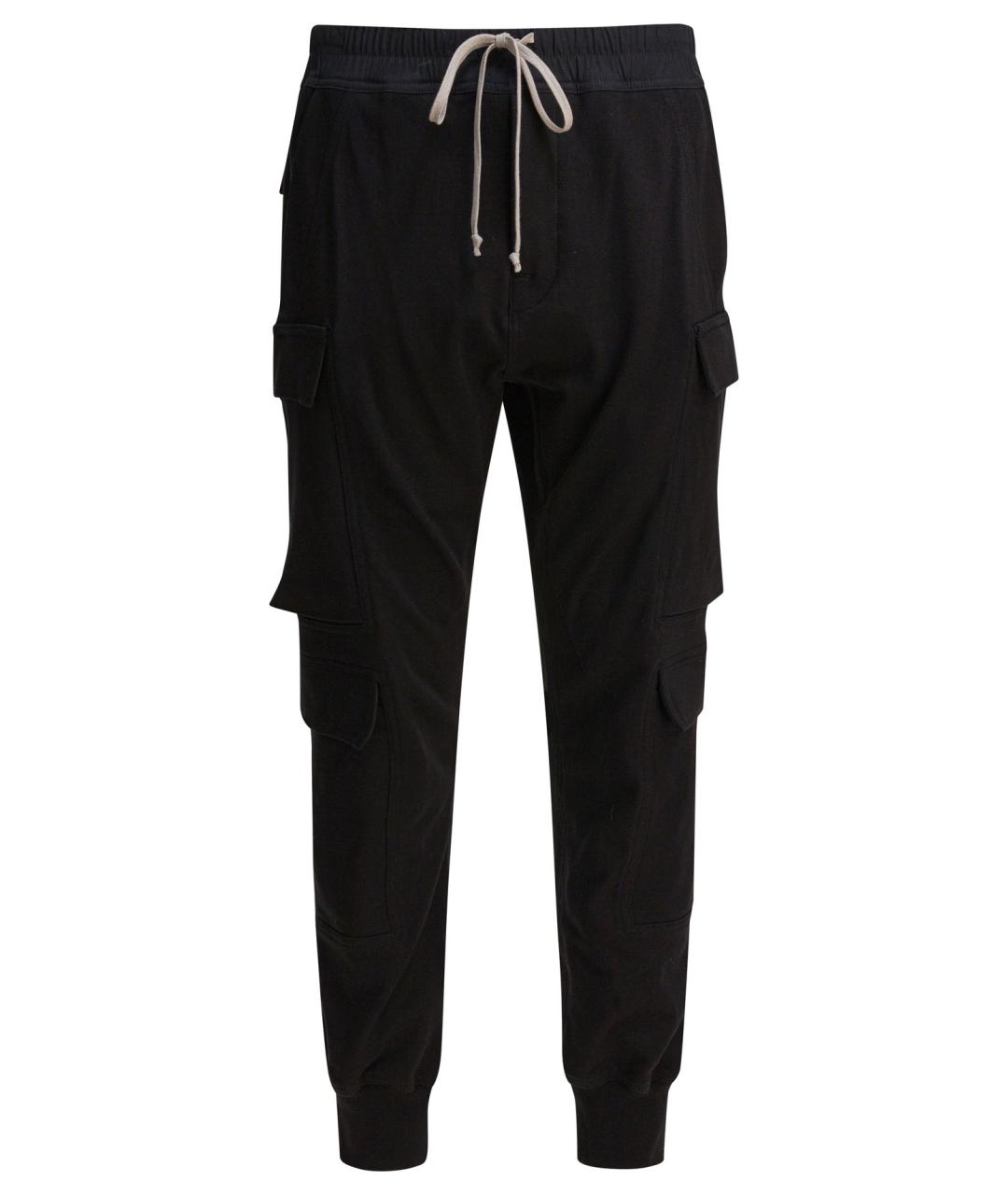 RICK OWENS Черные хлопковые повседневные брюки, фото 1