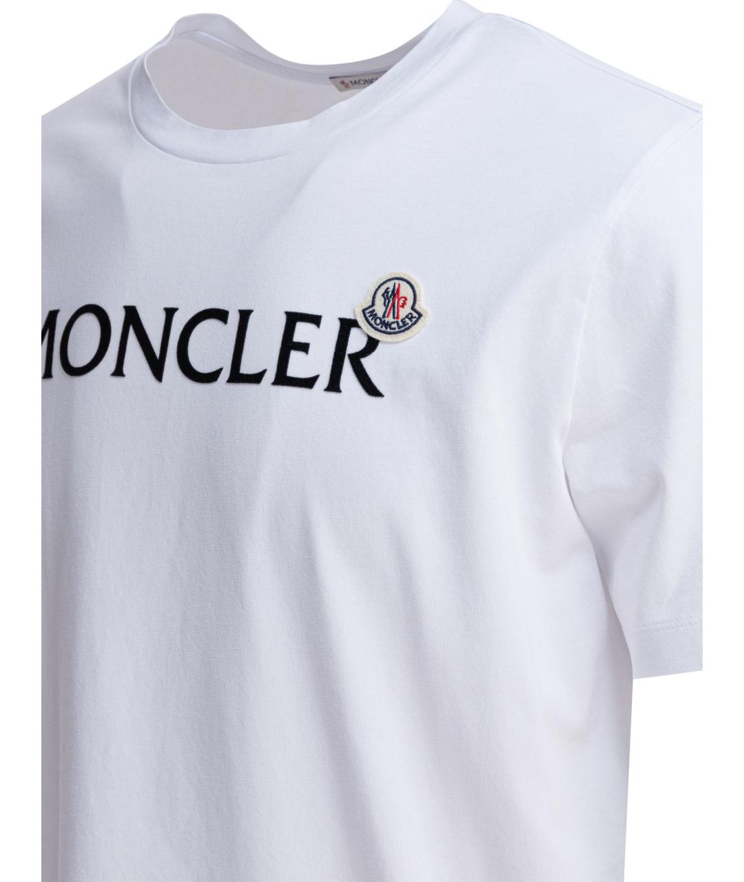 MONCLER Белая хлопковая футболка, фото 4