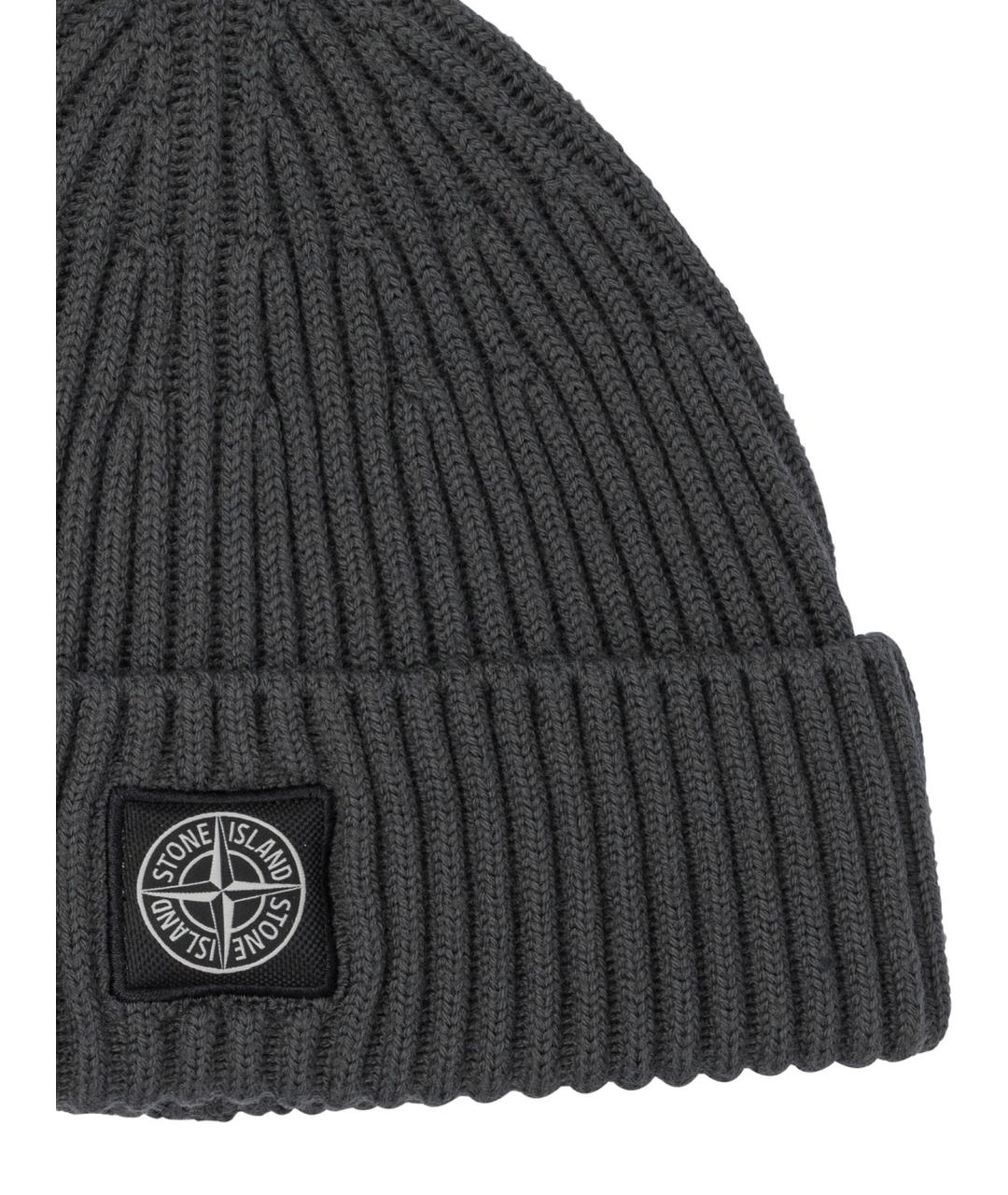 STONE ISLAND Антрацитовая шерстяная шапка, фото 3
