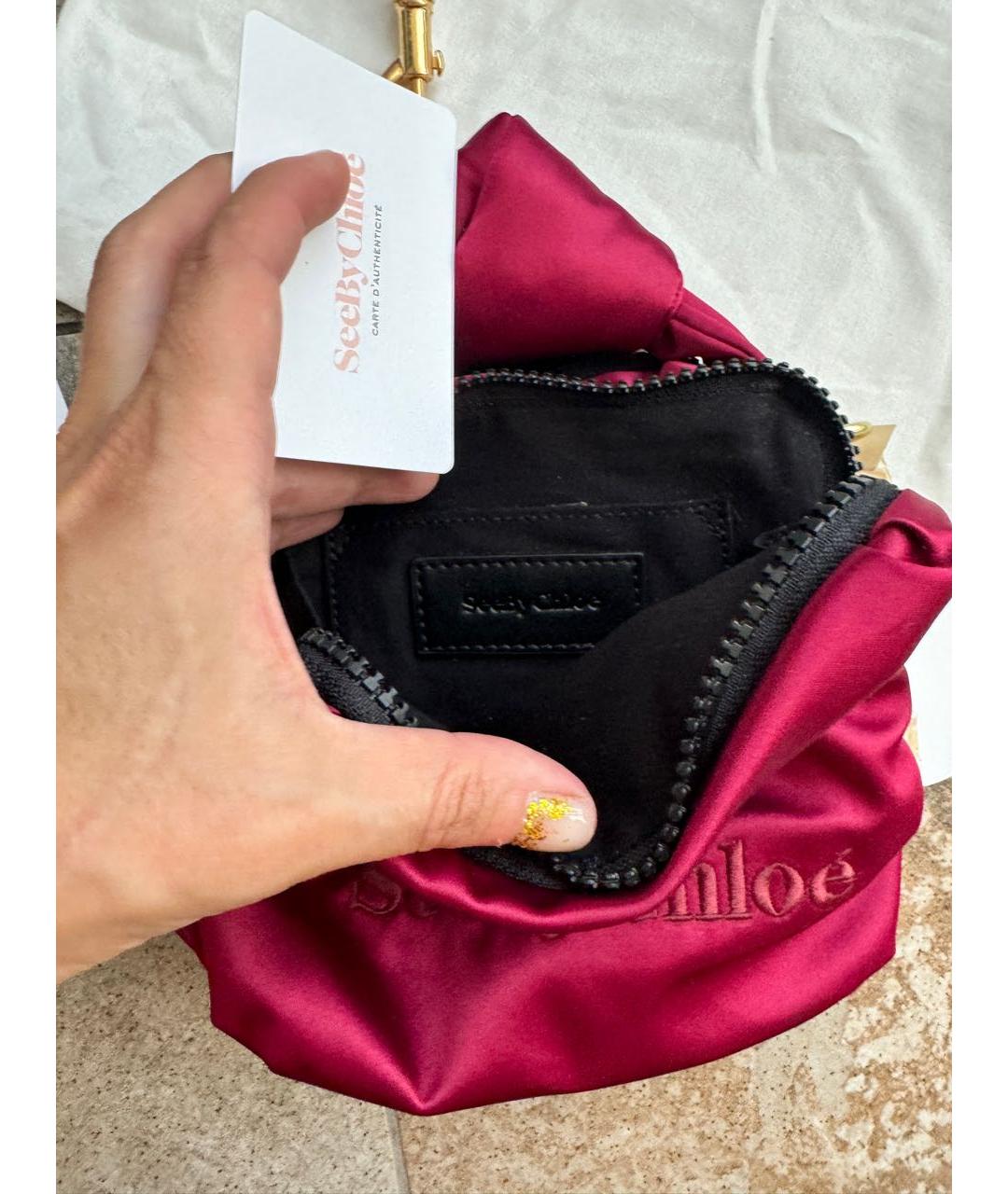 SEE BY CHLOE Бордовая тканевая сумка через плечо, фото 4