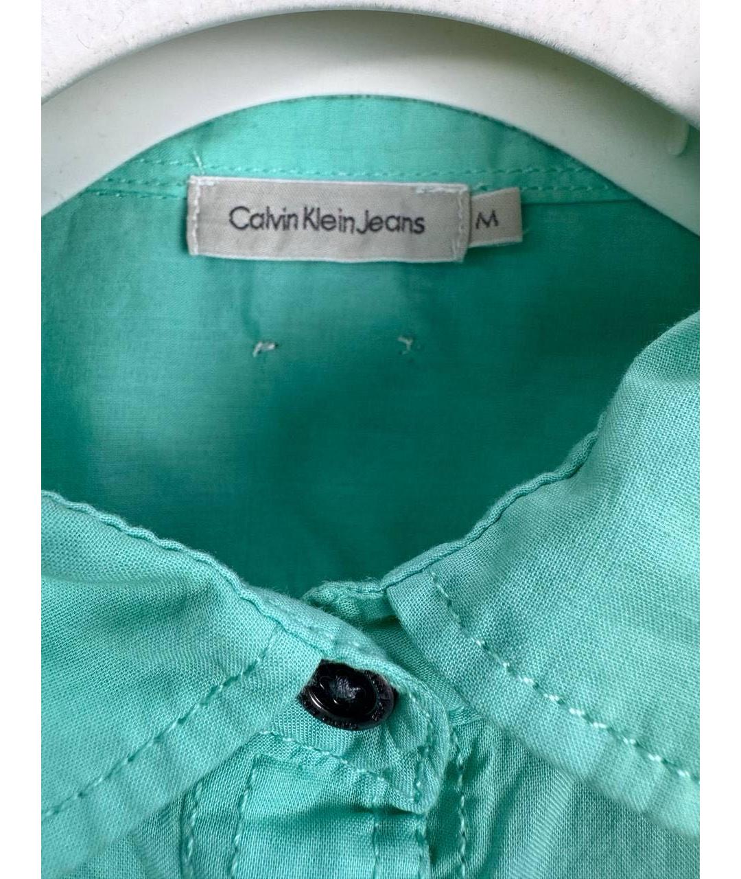 CALVIN KLEIN Бирюзовая хлопковая рубашка, фото 5