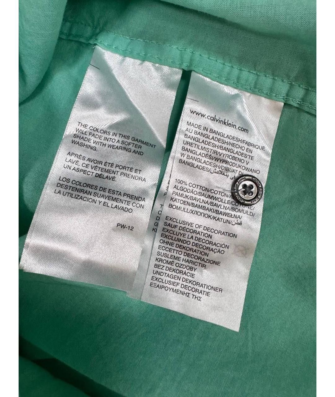 CALVIN KLEIN Бирюзовая хлопковая рубашка, фото 8