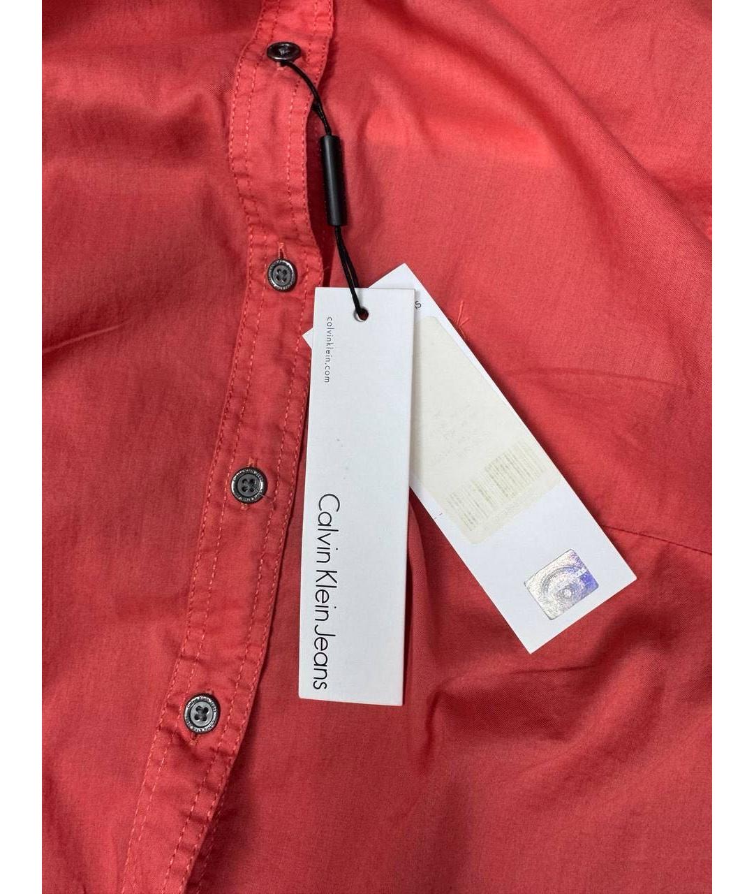 CALVIN KLEIN Коралловая хлопковая рубашка, фото 7