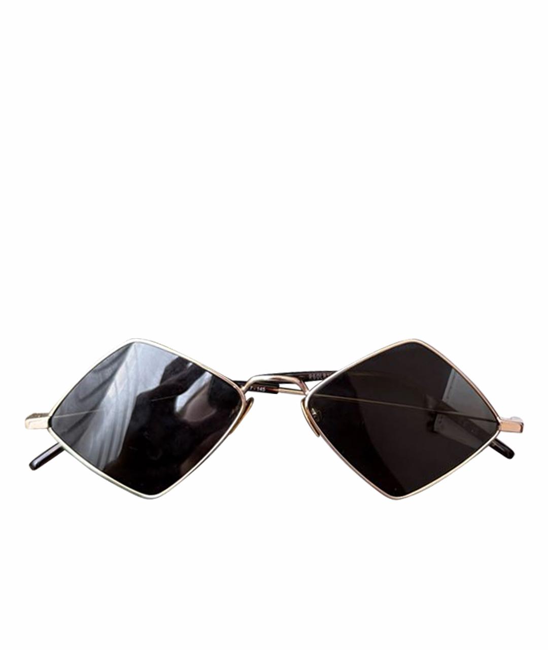 SAINT LAURENT Золотые металлические солнцезащитные очки, фото 1
