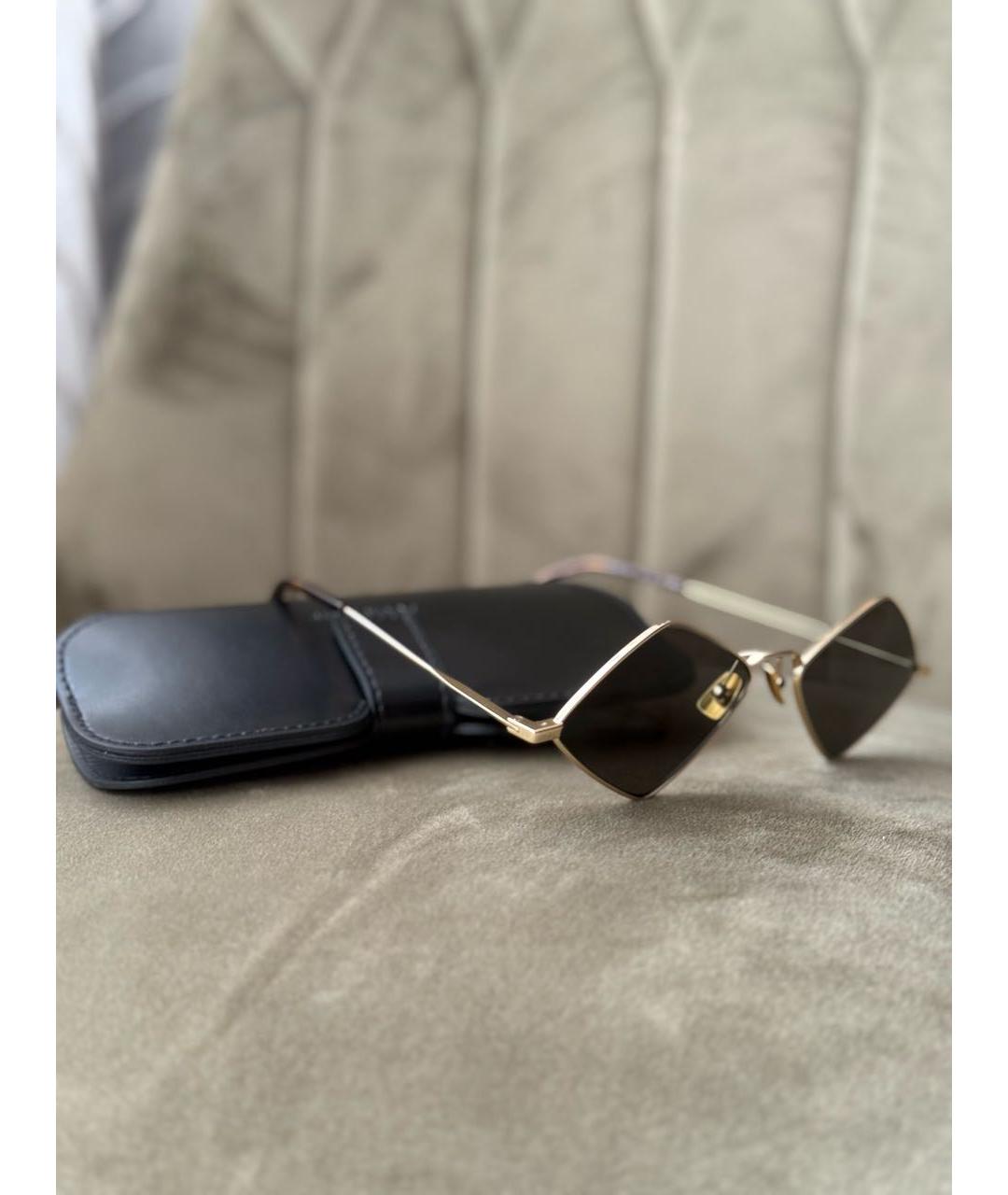 SAINT LAURENT Золотые металлические солнцезащитные очки, фото 3