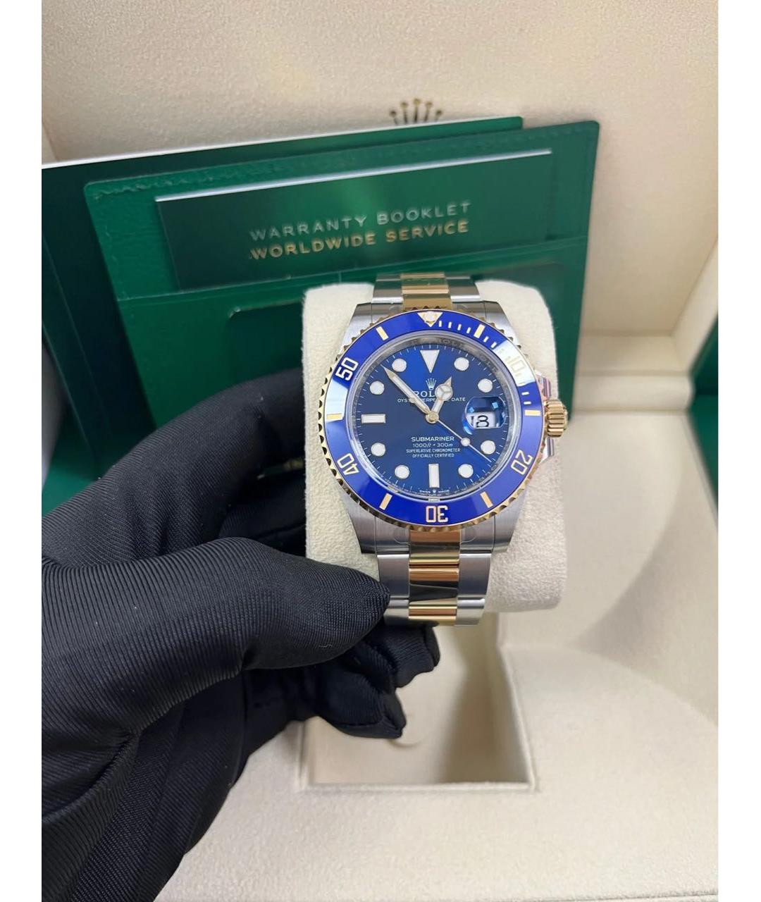 ROLEX Синие часы из желтого золота, фото 4