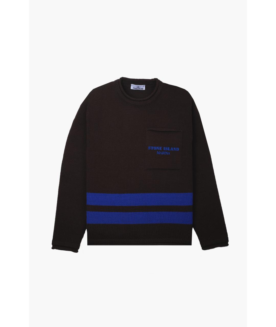 STONE ISLAND Коричневый шерстяной джемпер / свитер, фото 4