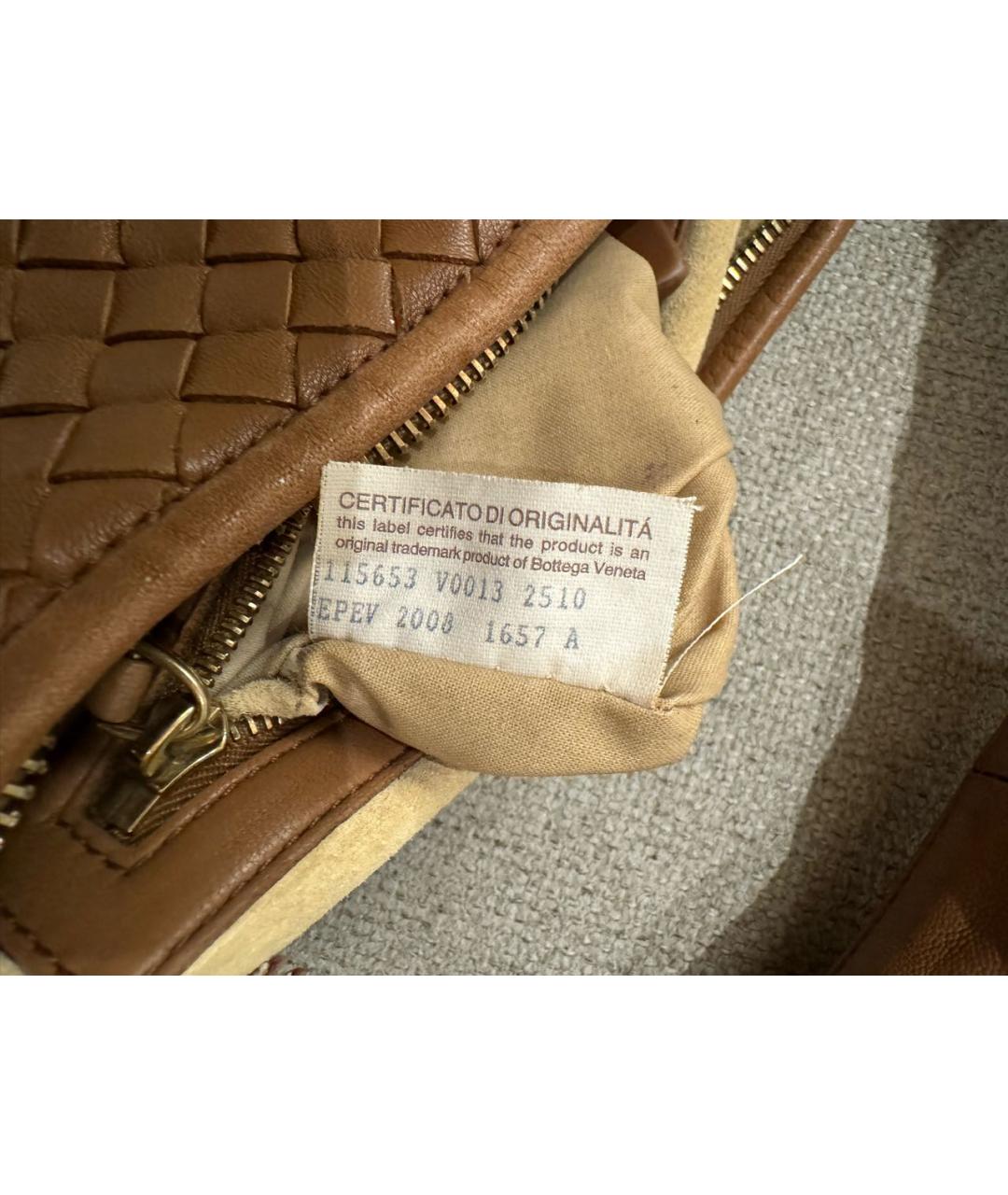 BOTTEGA VENETA Коричневая кожаная сумка с короткими ручками, фото 8