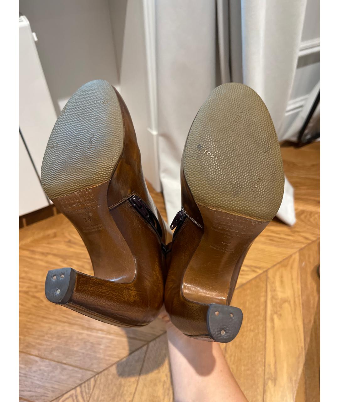MAISON MARGIELA Коричневые кожаные ботильоны, фото 5