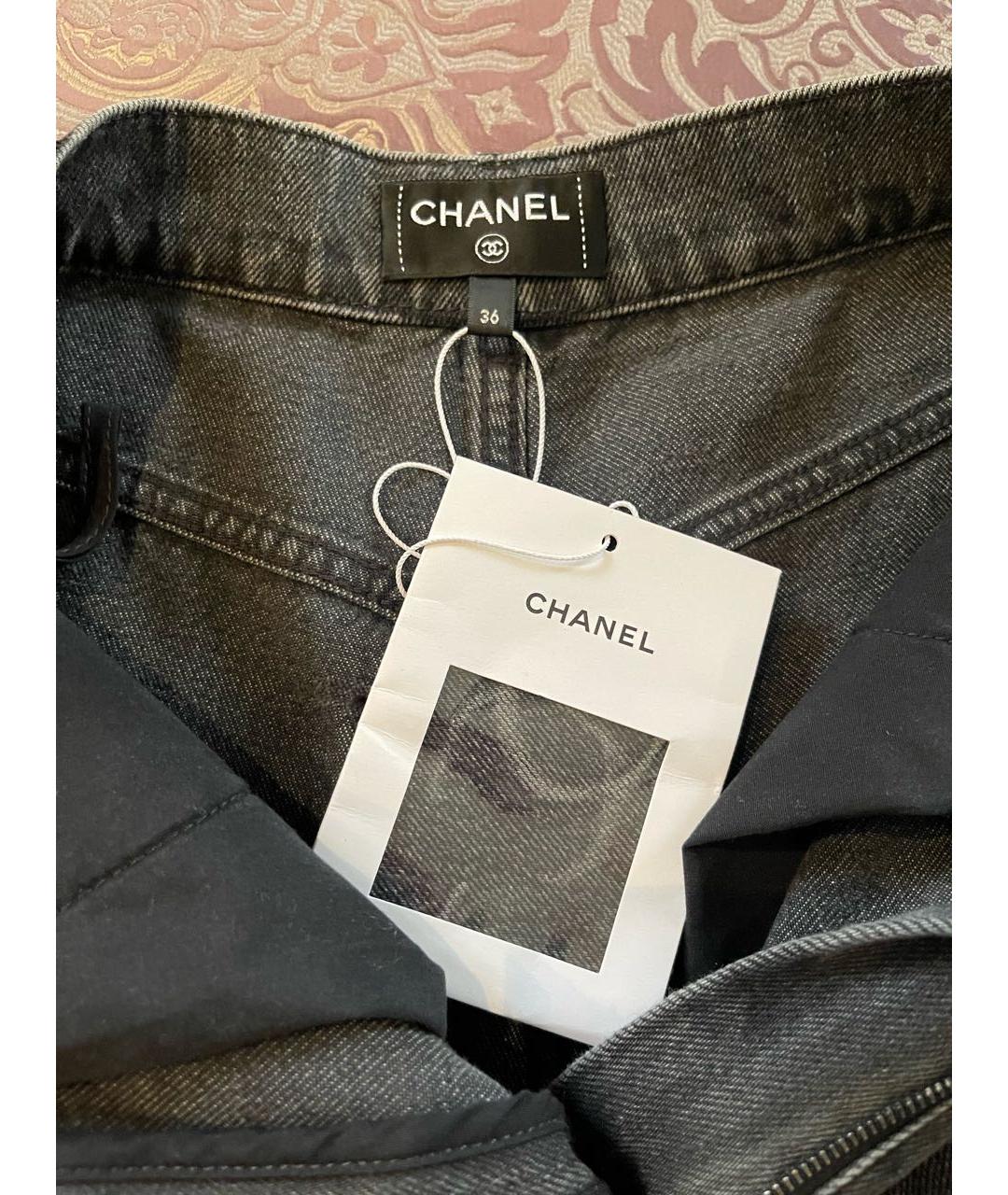 CHANEL Серые хлопковые прямые джинсы, фото 3