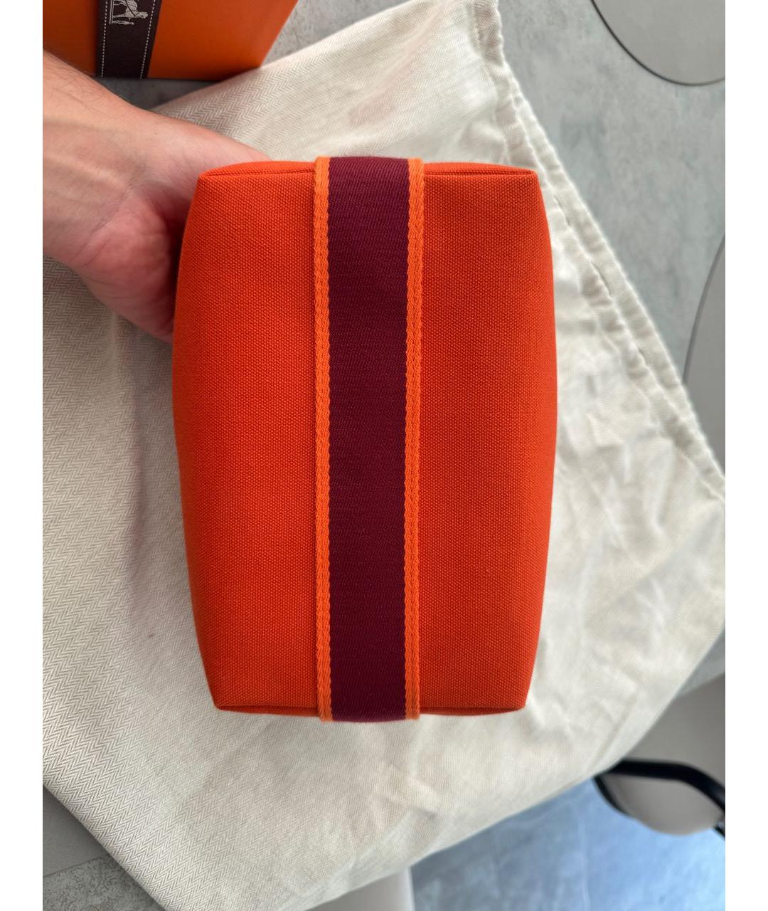 HERMES Оранжевая косметичка, фото 5