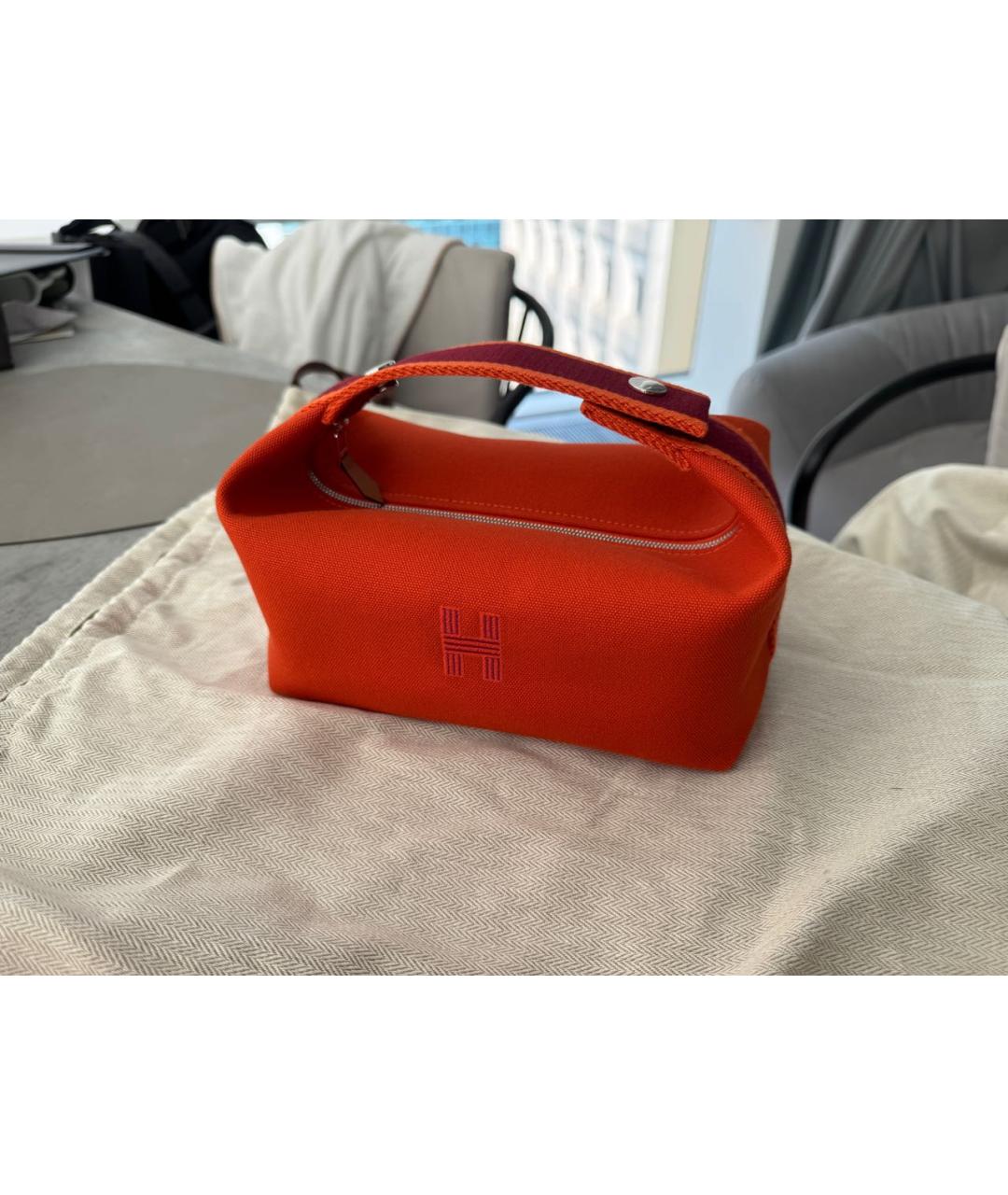 HERMES Оранжевая косметичка, фото 7