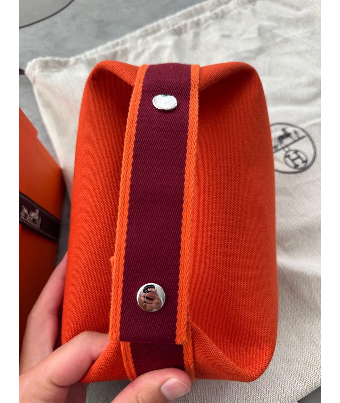 HERMES Оранжевая косметичка, фото 6