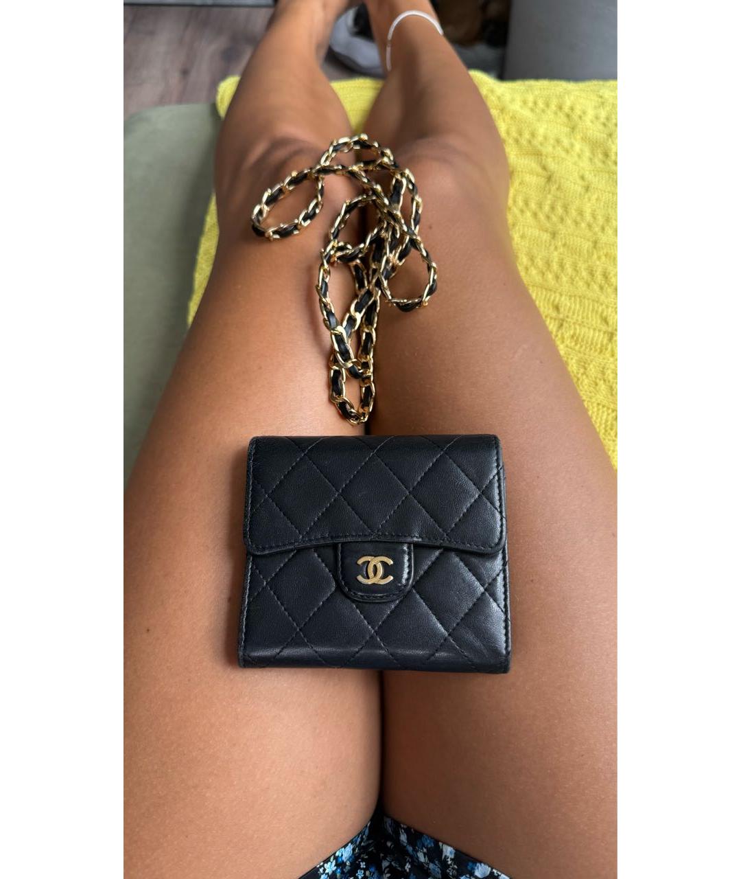 CHANEL Черный кожаный кошелек, фото 2