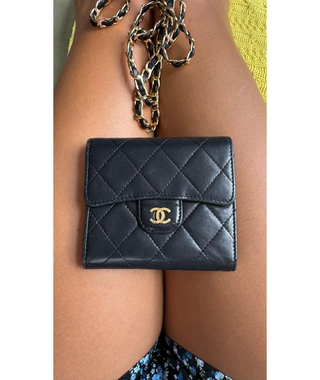 CHANEL Черный кожаный кошелек, фото 9