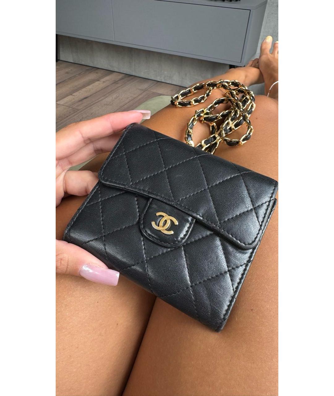 CHANEL Черный кожаный кошелек, фото 7