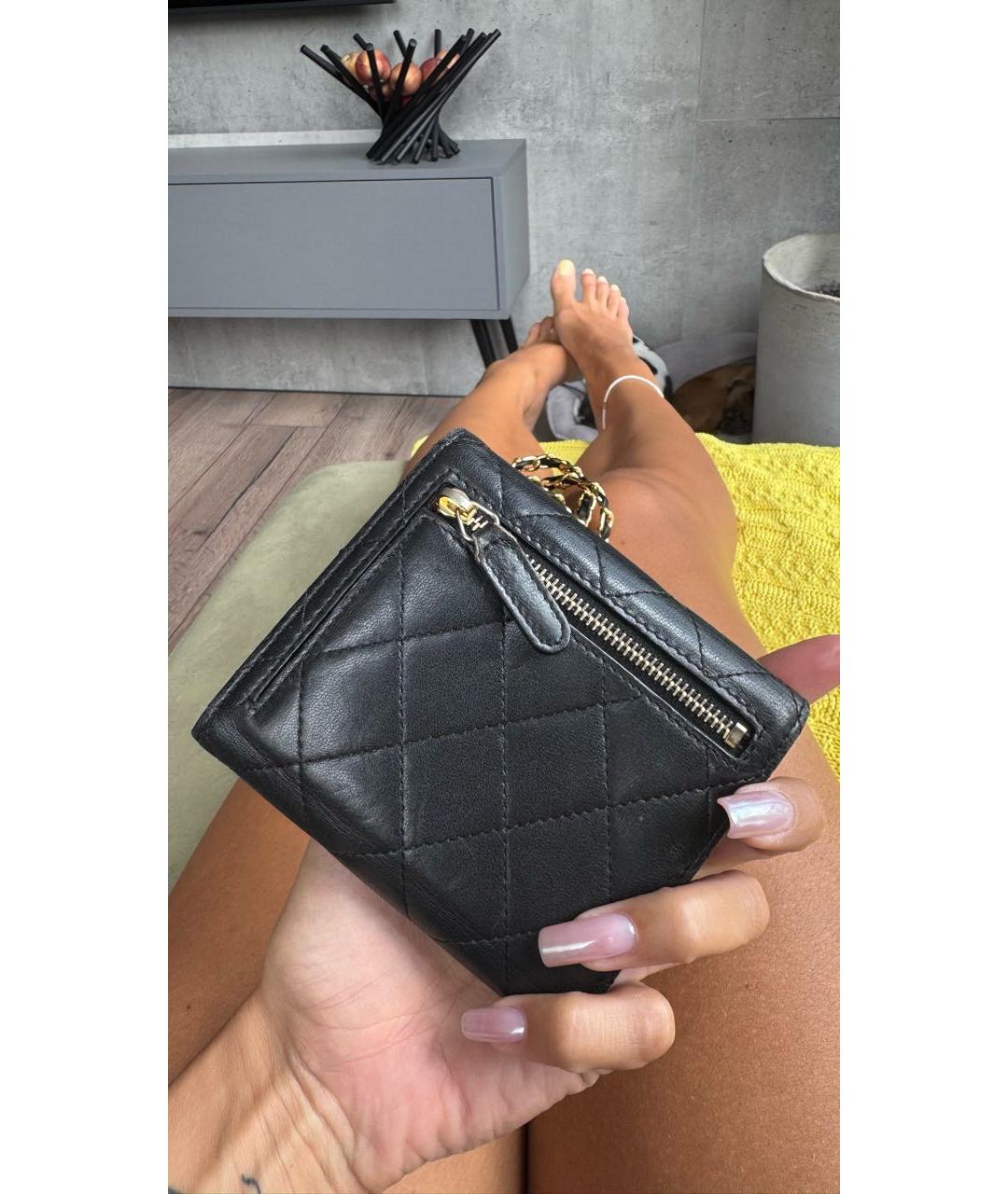 CHANEL Черный кожаный кошелек, фото 4