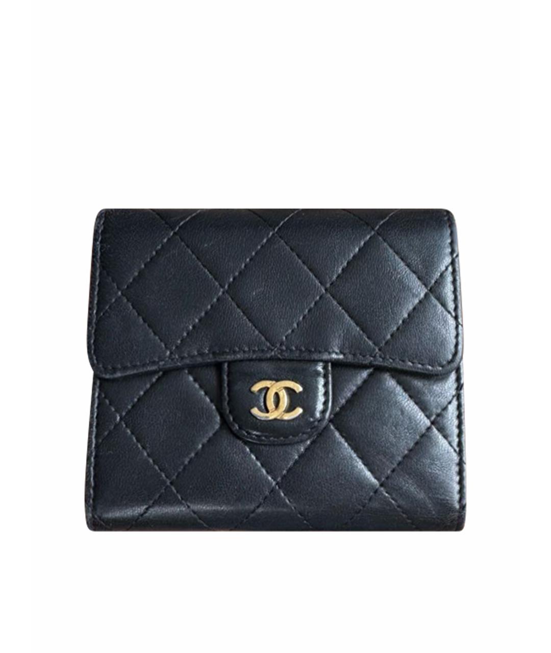CHANEL Черный кожаный кошелек, фото 1
