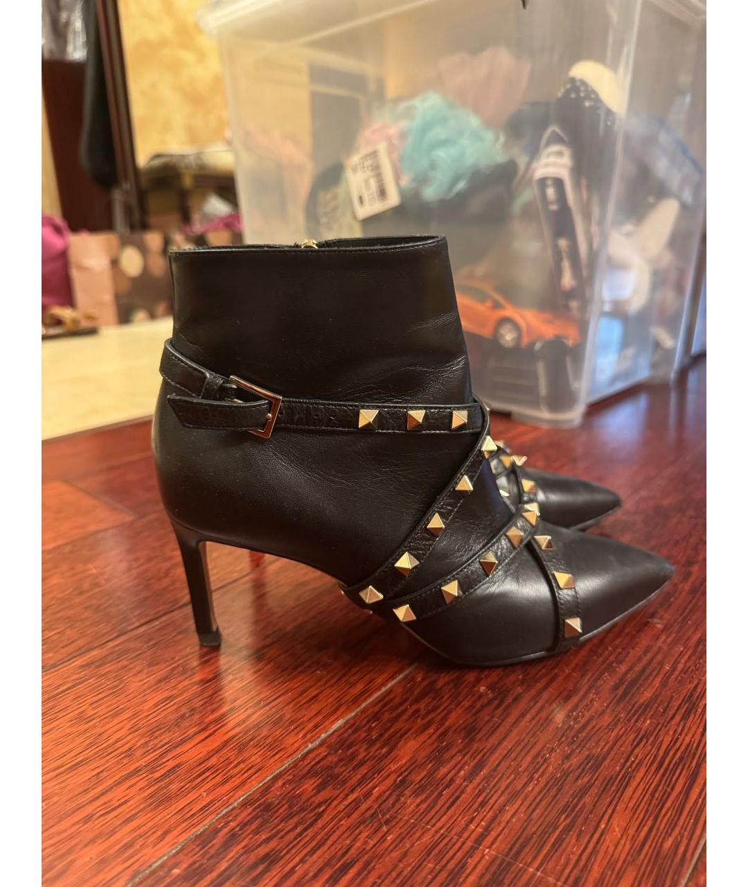 VALENTINO Черные кожаные ботильоны, фото 5