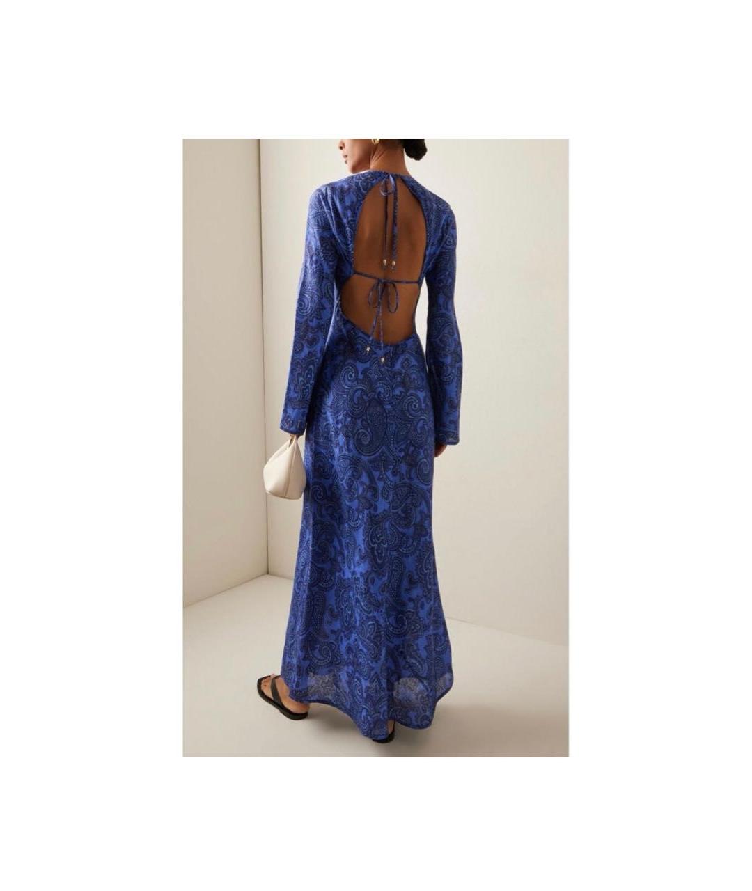 ZIMMERMANN Синее льняное коктейльное платье, фото 2