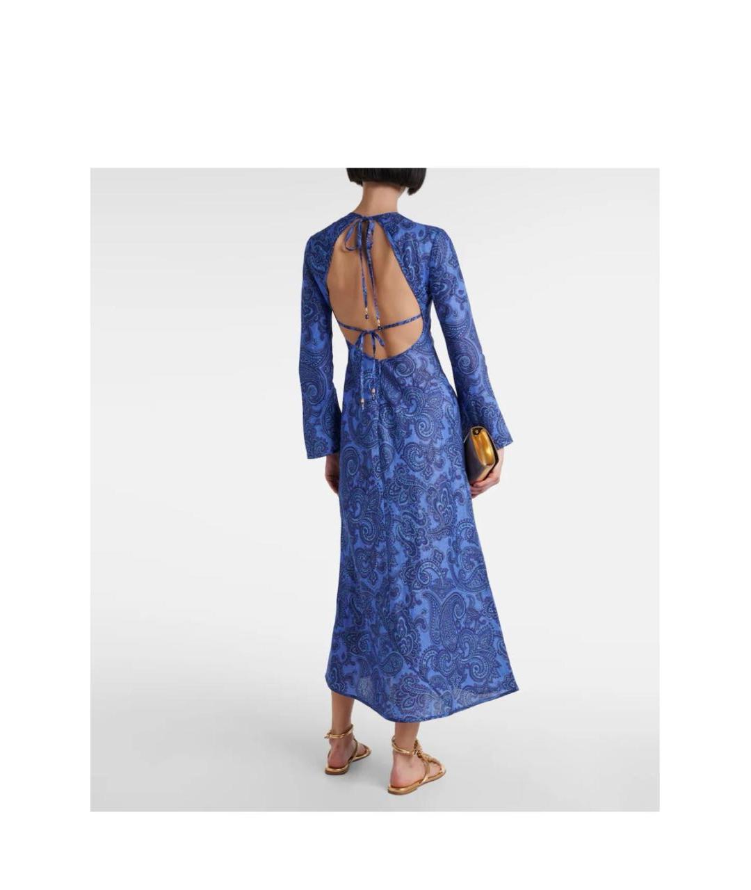 ZIMMERMANN Синее льняное коктейльное платье, фото 4