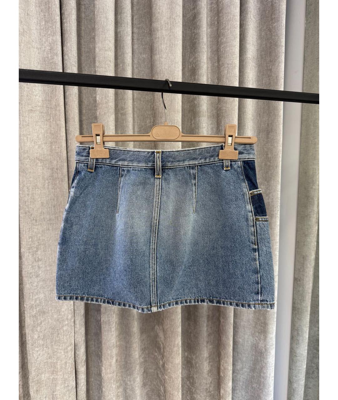 SAINT LAURENT Синяя хлопковая юбка мини, фото 2