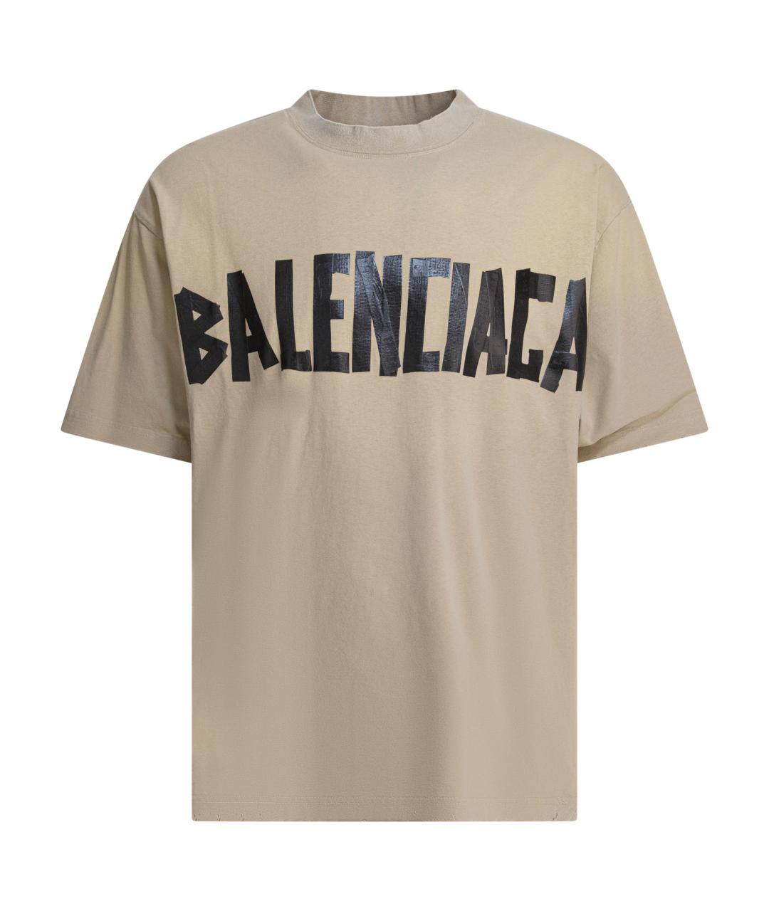 BALENCIAGA Бежевая хлопковая футболка, фото 1