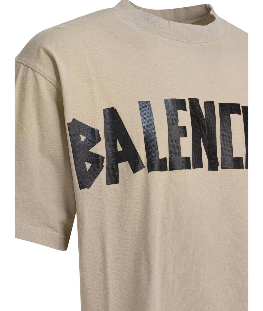 BALENCIAGA Бежевая хлопковая футболка, фото 3
