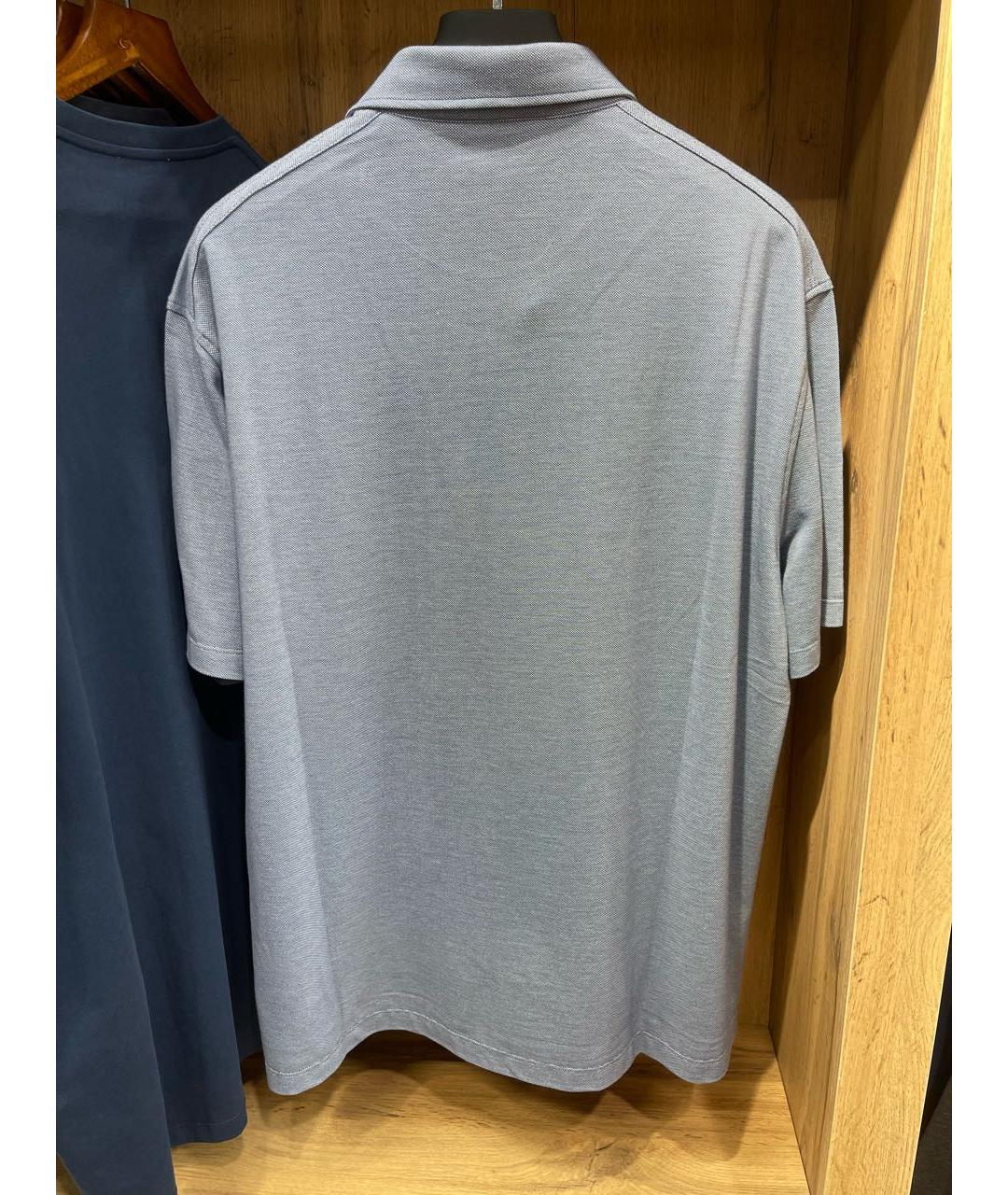ERMENEGILDO ZEGNA XXX Голубое хлопковое поло с коротким рукавом, фото 2