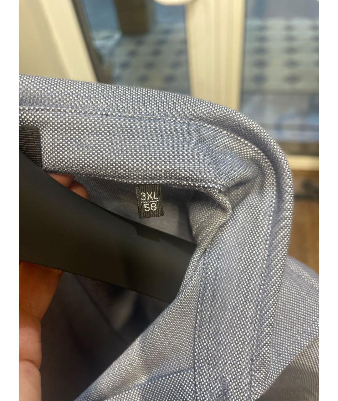 ERMENEGILDO ZEGNA XXX Голубое хлопковое поло с коротким рукавом, фото 4