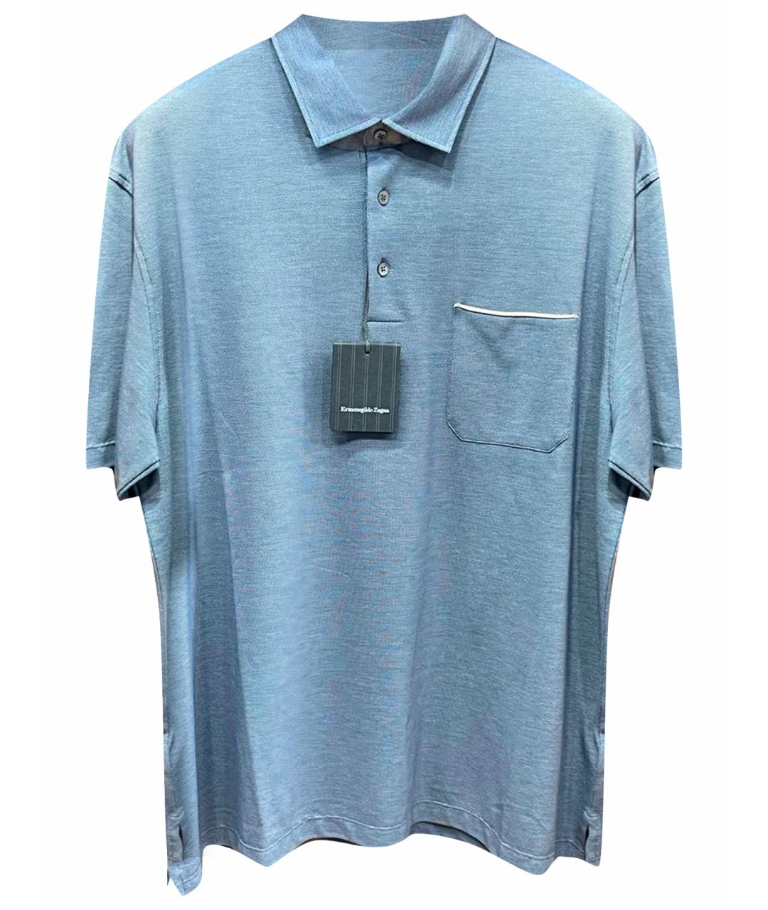 ERMENEGILDO ZEGNA XXX Голубое хлопковое поло с коротким рукавом, фото 1