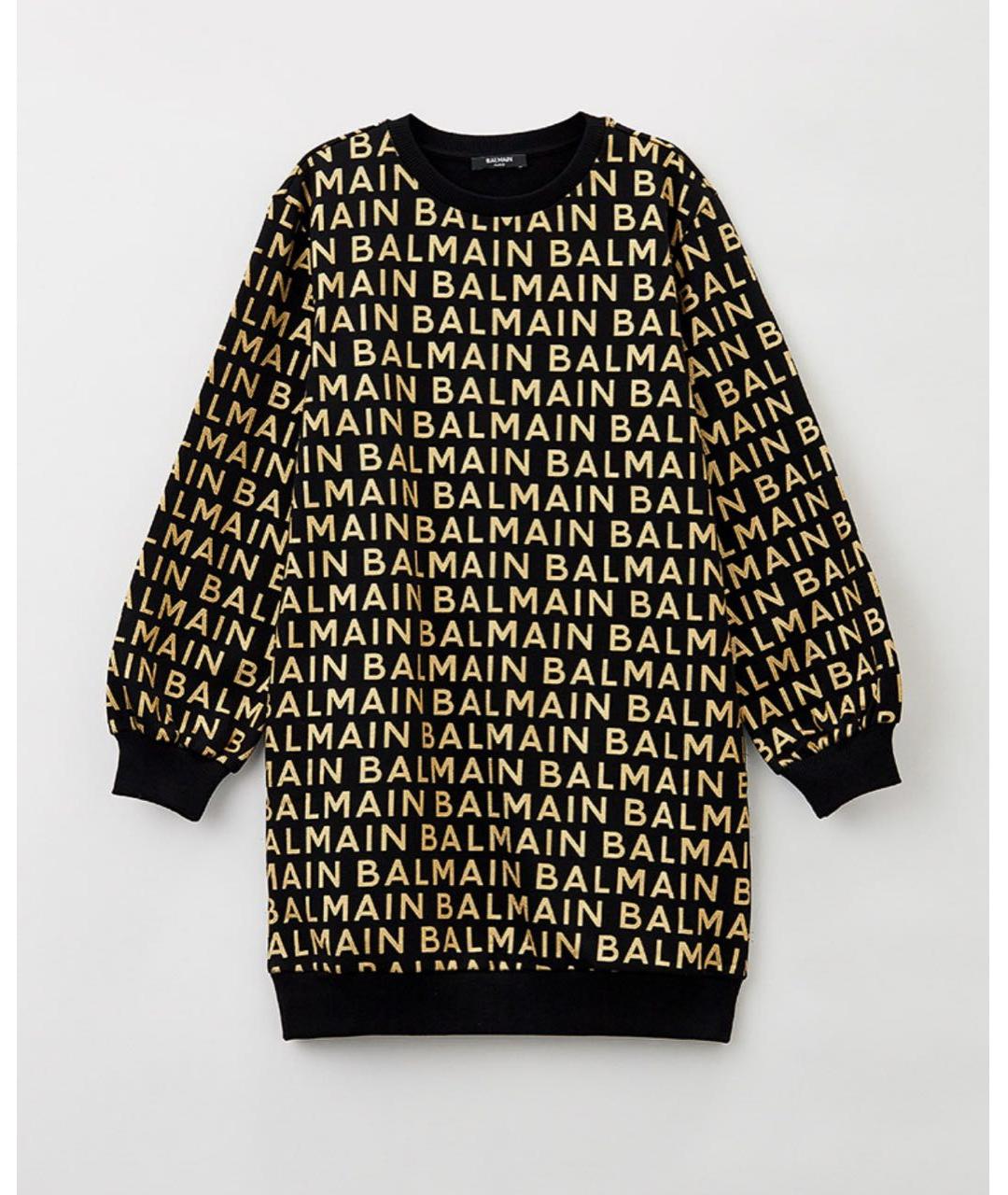 BALMAIN Черное хлопковое повседневное платье, фото 4