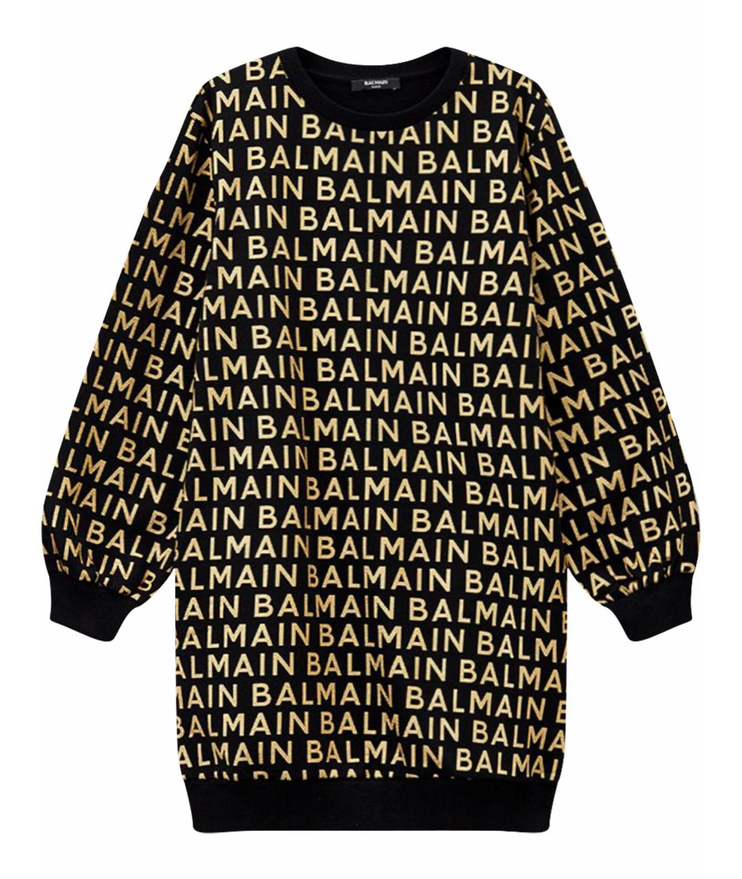 BALMAIN Черное хлопковое повседневное платье, фото 1