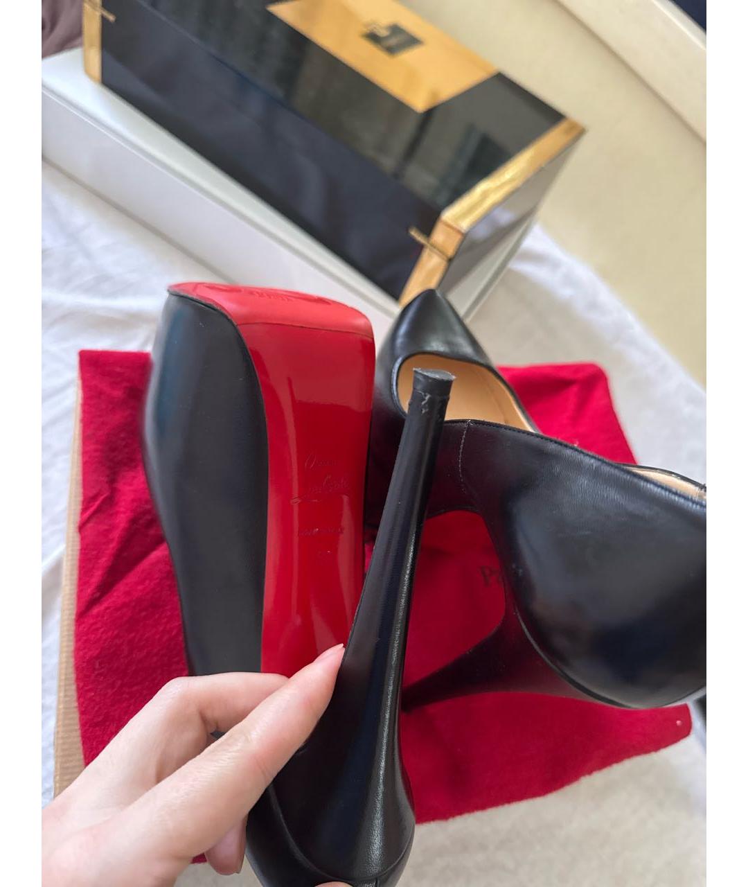 CHRISTIAN LOUBOUTIN Черные кожаные туфли, фото 5