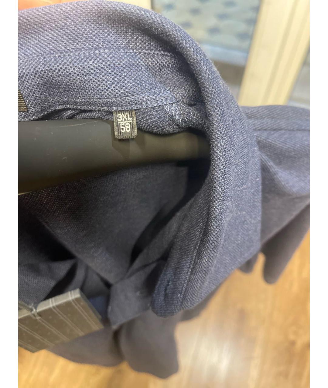 ERMENEGILDO ZEGNA XXX Синее хлопковое поло с коротким рукавом, фото 4