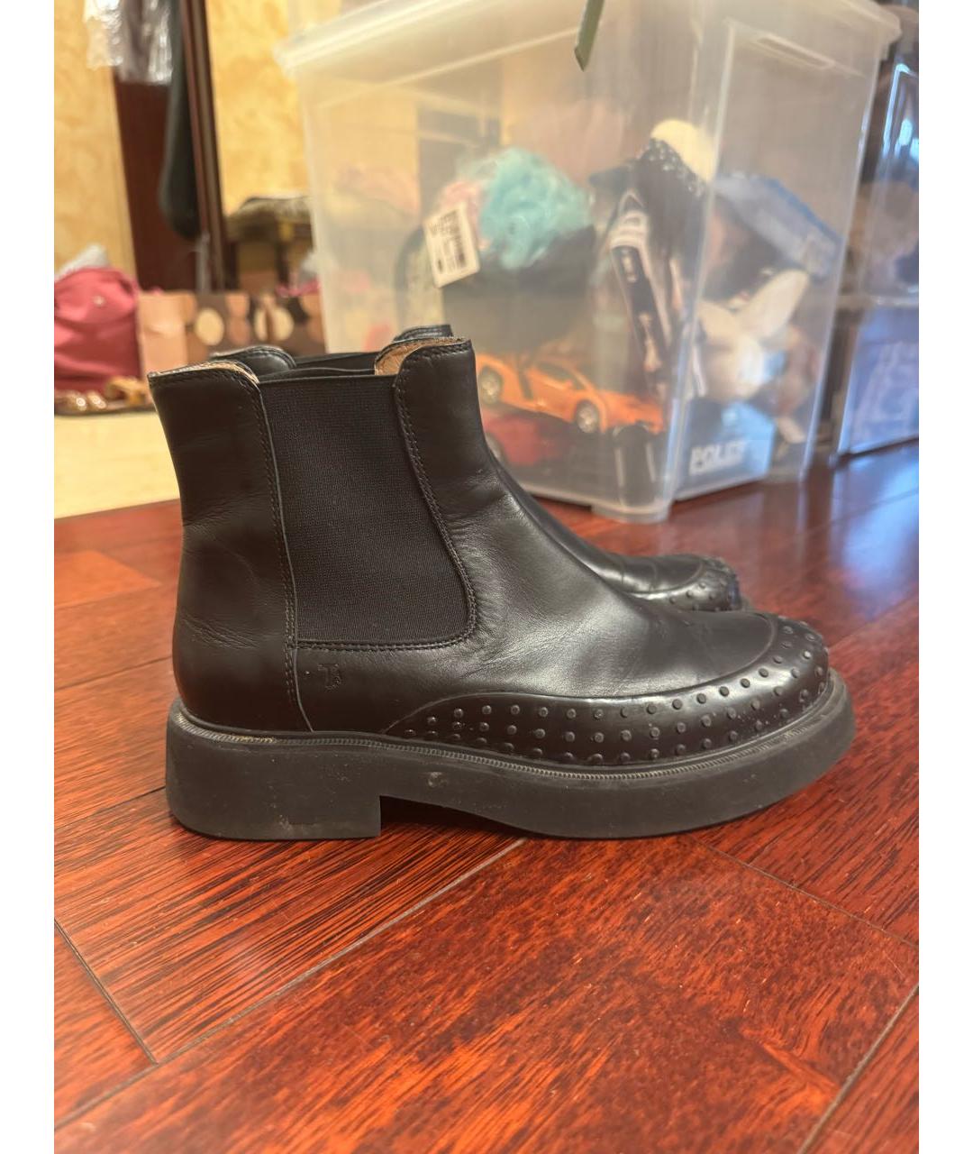 TOD'S Черные кожаные ботинки, фото 5