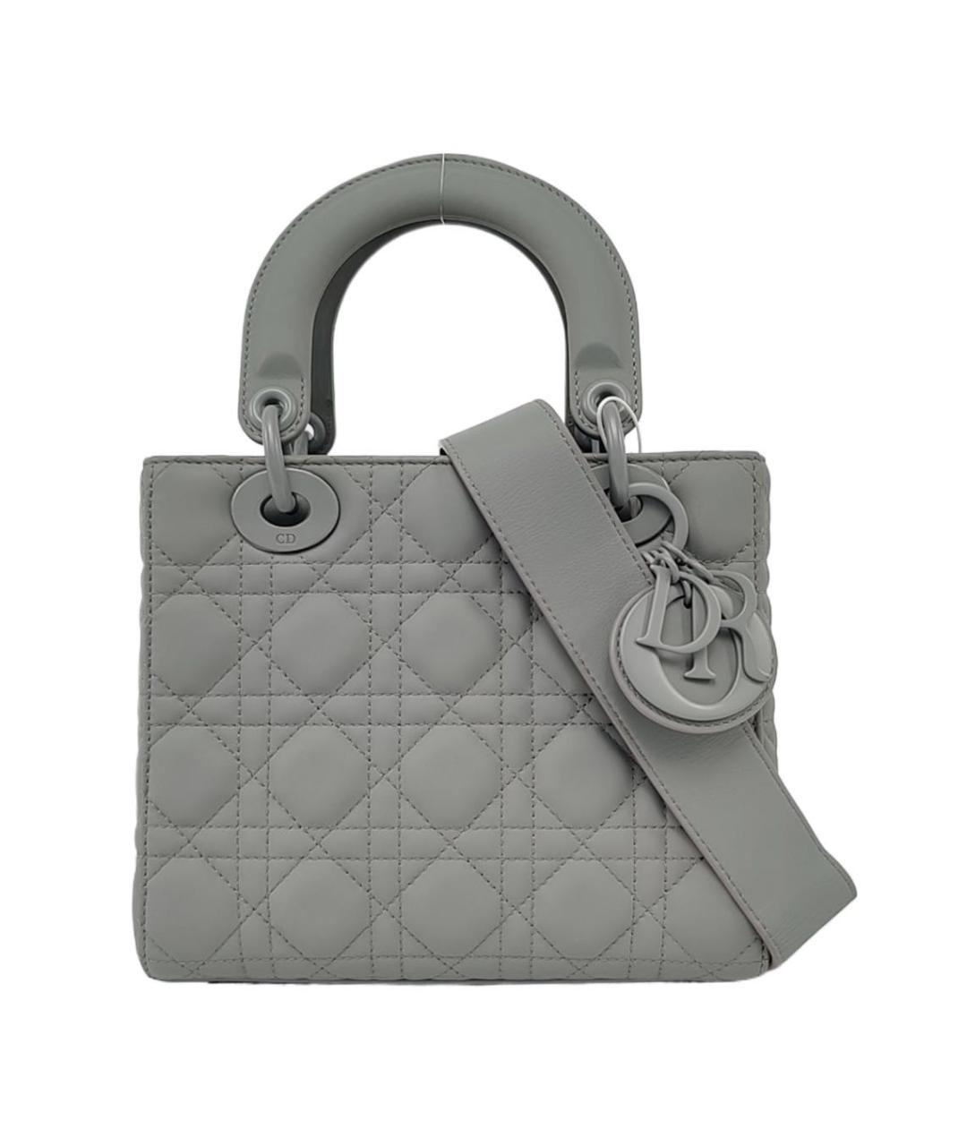 CHRISTIAN DIOR Серая кожаная сумка с короткими ручками, фото 1