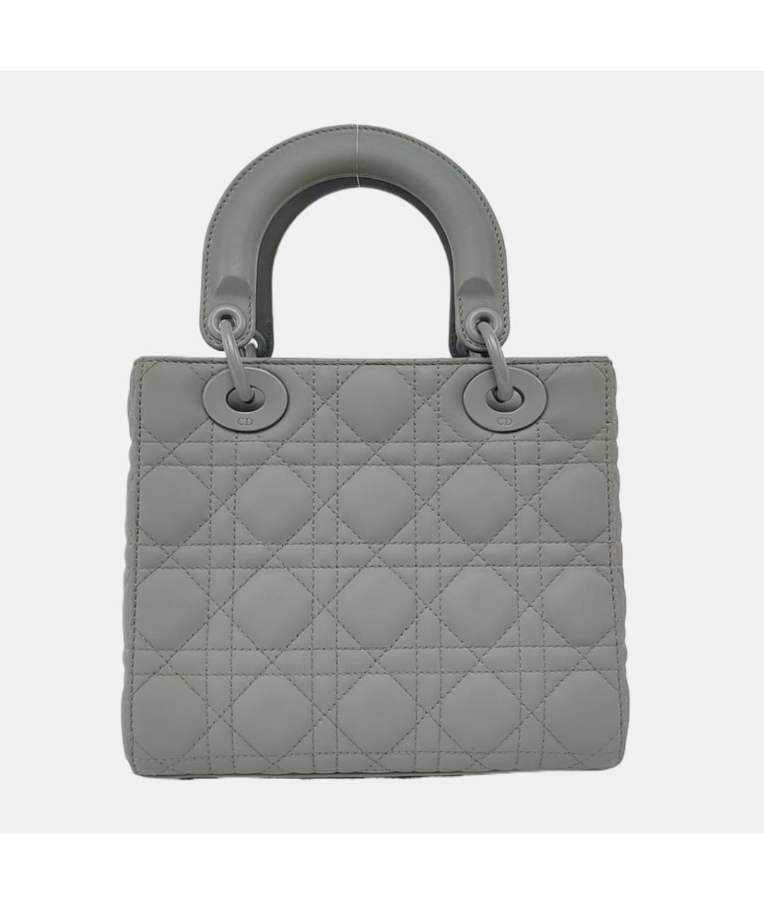CHRISTIAN DIOR Серая кожаная сумка с короткими ручками, фото 4