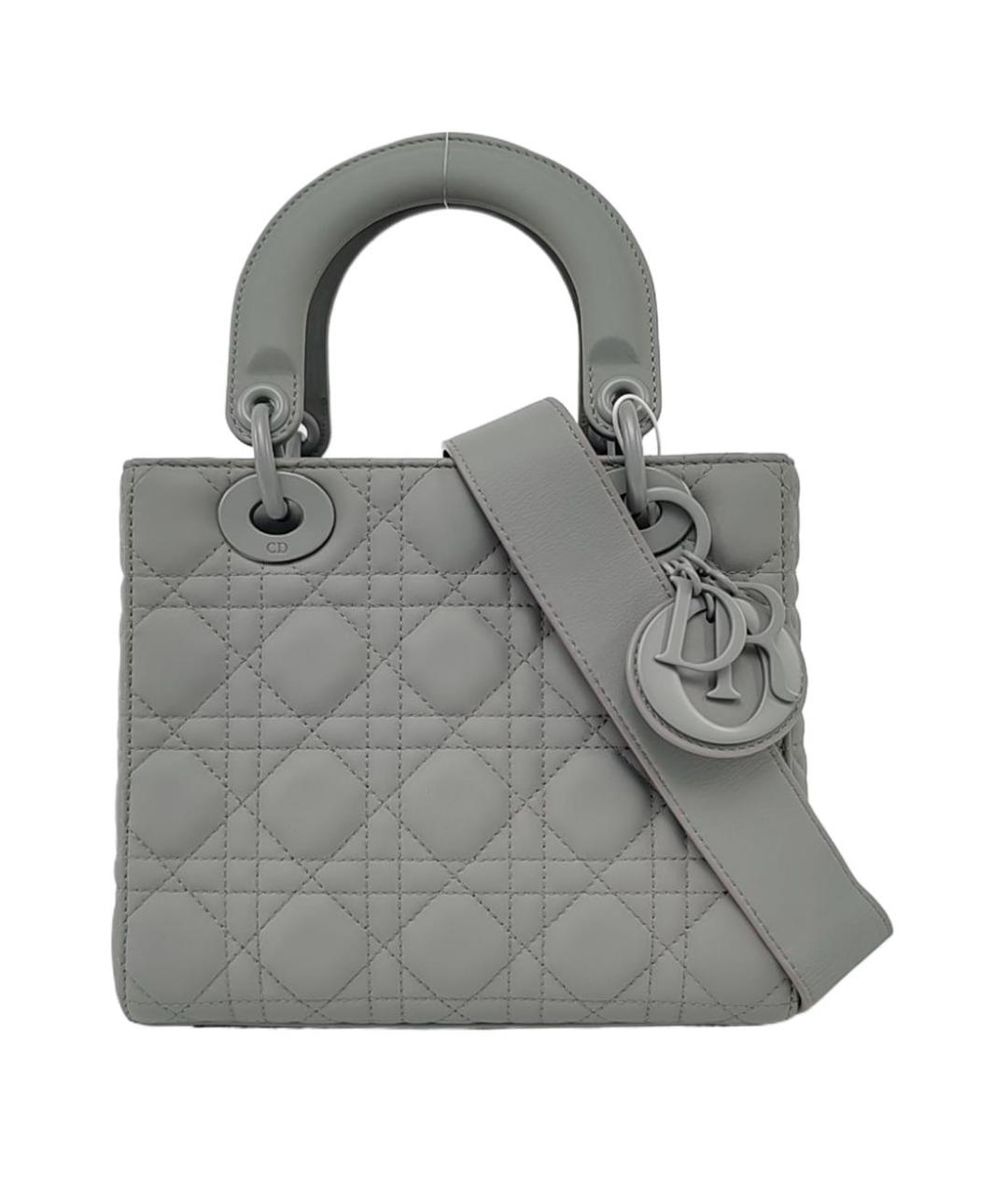CHRISTIAN DIOR Серая кожаная сумка с короткими ручками, фото 2