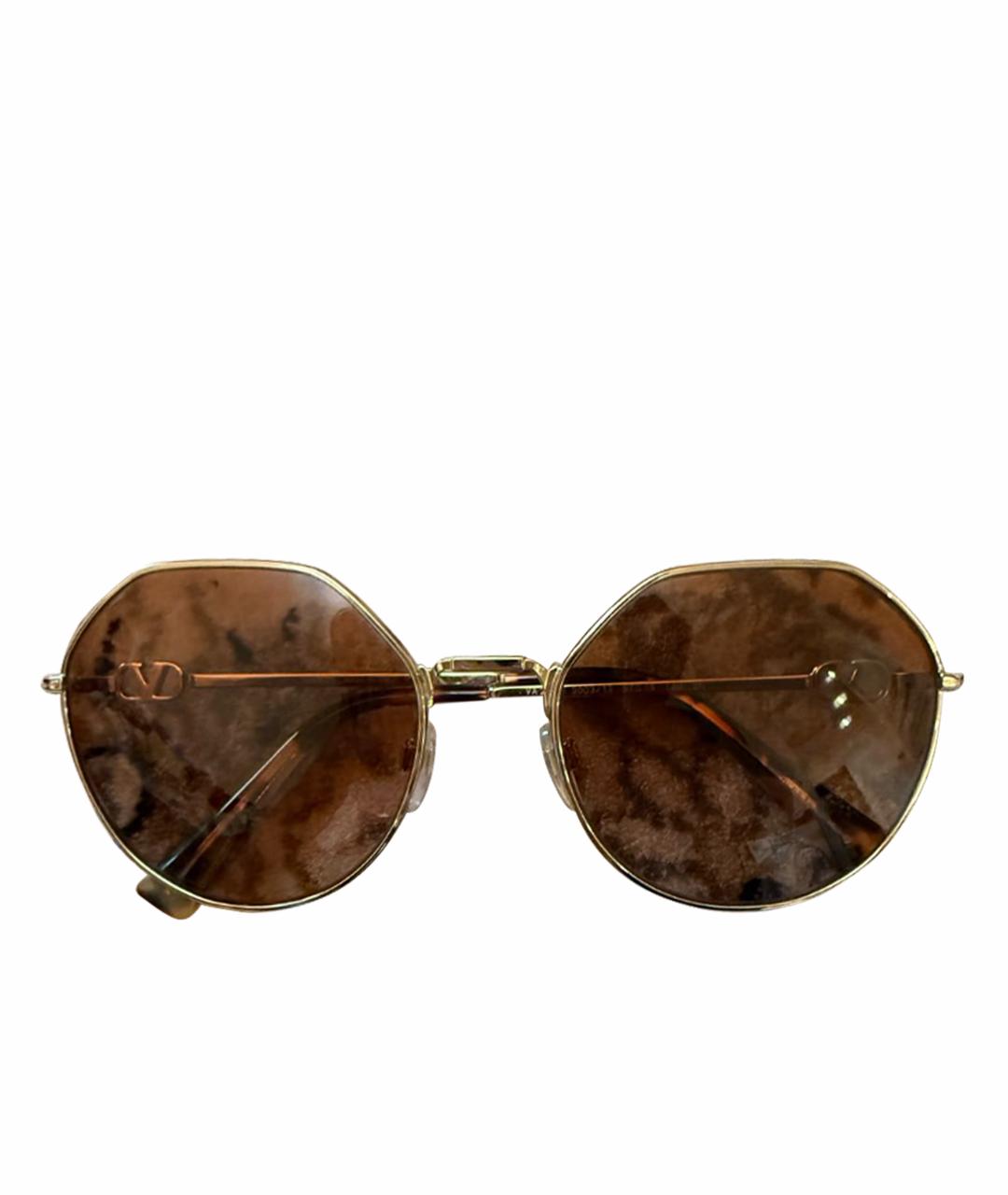 VALENTINO Золотые металлические солнцезащитные очки, фото 1